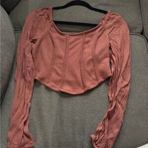 Arizona Jean Company Terracotta Long Sleeve Crop Top